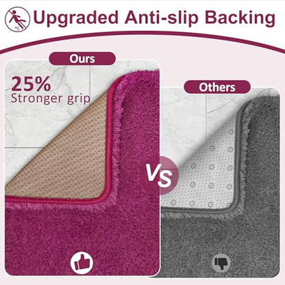 Bathroom Runner Rug 48"x24", Non Slip Long Bath Mat, Burgundy - color: Burgundy, size: 48" x 24" (Rectangular)