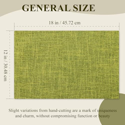 KXN Placemats Set of 4, Durable Dual-Layer Fabric Table Mats, Lime Green - color: Lime Green