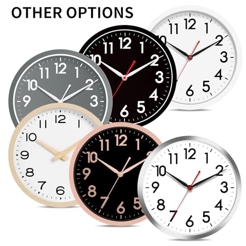 AKCISOT 12 Inch Wall Clock, Silent Battery Operated Analog Clock, Black - color: A_black, size: 12 Inch