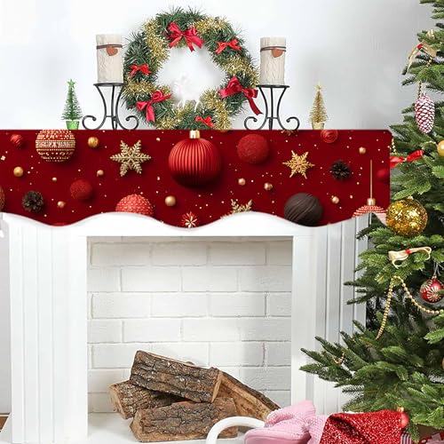 NYZE Christmas Mantel Scarf 70 x 17 Inch Fireplace Mantel Scarf Cover Decoration for Christmas Fireplace Scarf Shelf Top Runner Holiday Winter Home Decor - size: 70 x 17 in, style: Ball