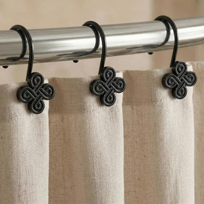 Matte Black Shower Curtain Hooks: Rust Proof Metal Curtain Rings, 12Pcs - color: Matte Black