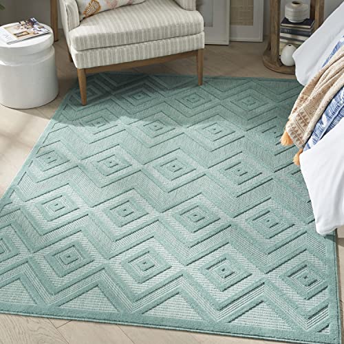 Nourison Home Versatile Aqua Teal 4' x 6' Area Rug - Easy Clean, Non Shedding, Bed Room, Living Room, Dining Room, Kitchen (4' x 6') - color: Aqua Teal, size: 4' x 6' (Rectangular)