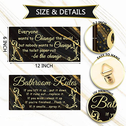 Jetec 2 Pcs Funny Bathroom Signs Wall Decor Farmhouse,Cool Style - style: Cool Style