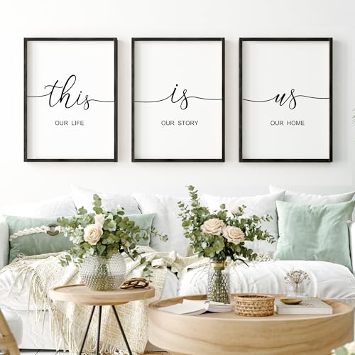 Heiple This is Us Wall Decor 11"x14" Framed Wooden Wall Sign for Home Decor Farmhouse Vintage Rustic Living Room Minimalist Family Wall Art (Black) - color: Black