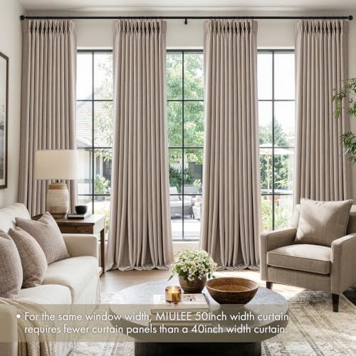 MIULEE Pinch Pleated Blackout Linen Curtains Burlywood Birch 2 Panels 40x90 - color: Burlywood Birch, size: 40"W x 90"L (Pack of 2)