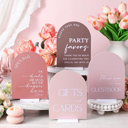 Weysat 4 Pcs Dusty Pink Acrylic Wedding Signs for Ceremony Reception - color: Dusty Pink