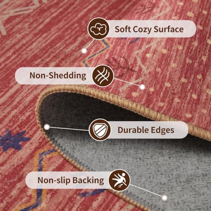 SERISSA 2x3 Washable Non-Slip Boho Area Rugs for Entryway - color: Red Ochre/Multi, size: 2' x 3' (Rectangular)