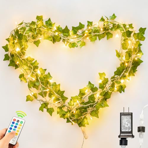 Vines with Fairy Lights,23FT Ivy Garland Plug in with Remote - color: Ivy, size: 73 LED-Plug