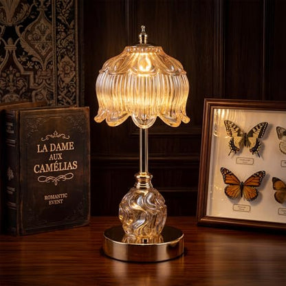 Flower Battery Operated Rechargeable Lamp Cordless, Lily, Amber - color: Amber-Lily