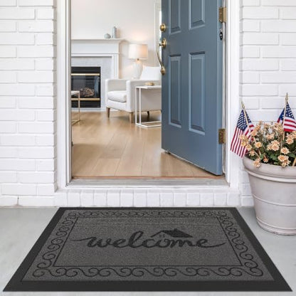 LUMI Outside Welcome Door Mat 20x32, Non-Slip Heavy Duty Dirt Trapper, Grey - color: Grey Welcome Home, size: 20"x32"