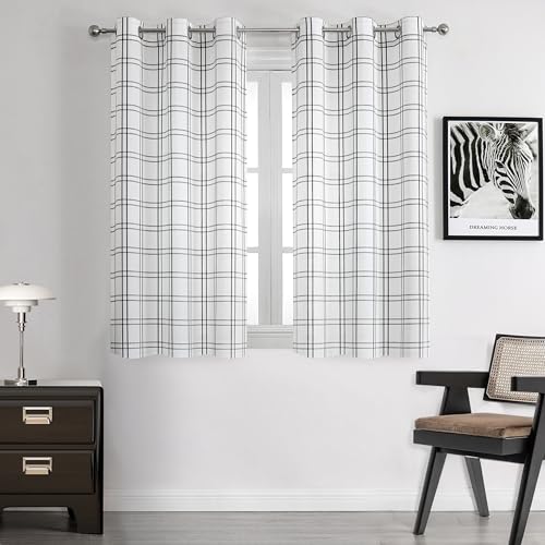Black and White Buffalo Plaid Curtain Panel 54 Inch Long - color: Plaid Black/White, size: 40"W x 54"L (Pack of 2)