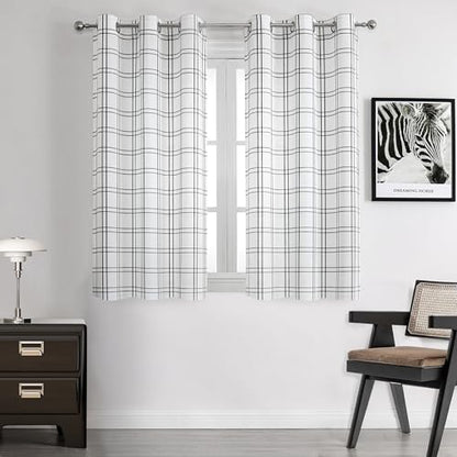 Black and White Buffalo Plaid Curtain Panel 54 Inch Long - color: Plaid Black/White, size: 40"W x 54"L (Pack of 2)