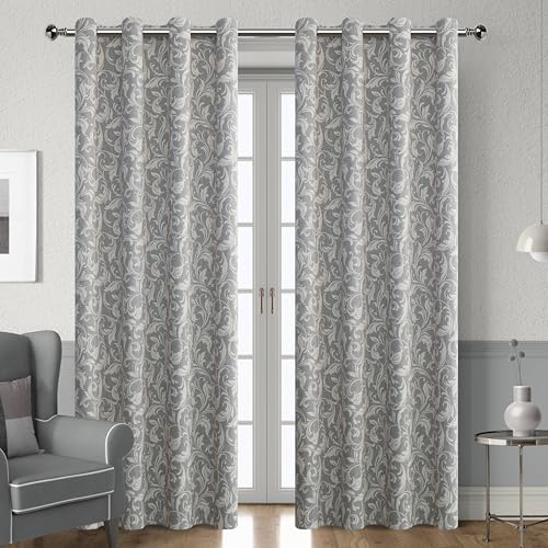 Blackout Curtains for Bedroom, Grey Window Drapes 54 Inch Length for Living Room, Thermal Insulated Grommet Curtains, 2 Panels - color: Grey, size: 52"W x 54"L (Pack of 2)