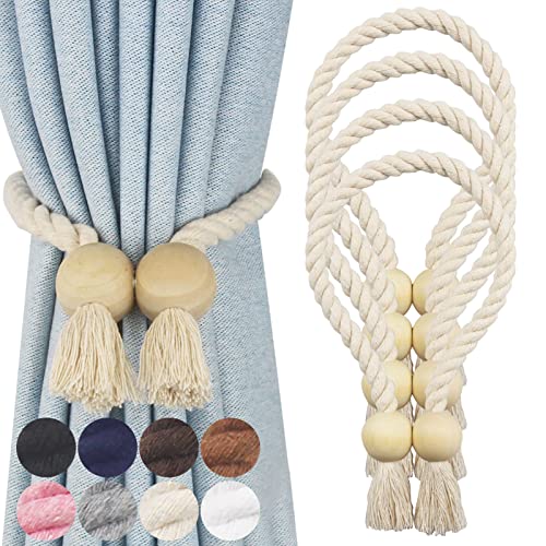 Magnetic Curtain Tiebacks Decorative Tie Back Drapes Holdbacks Nieffeiy - color: Beige