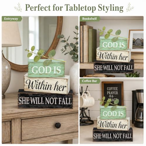 Christian Table Decor for Home, Inspirational Religious Gifts for Women - style: Devout