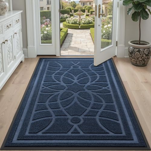 DEXI Front Door Mat Outside Entrance 3x5, Heavy Duty Non Slip, Blue - color: Blue, size: 35" X 59" (Rectangular)