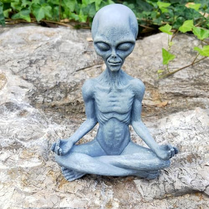 Alien Statue, Meditation Yoga Alien Figure, 6.3"H Resin UFO Alien Sculpture