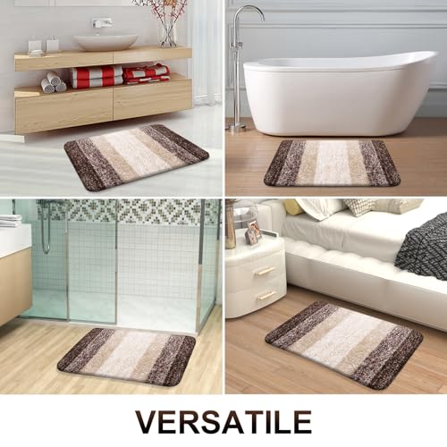 OLANLY Small Bathroom Rugs 24x16, Extra Soft Absorbent Microfiber Bath Rugs - color: Brown, size: 24" X 16"