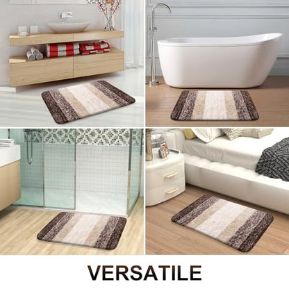 OLANLY Small Bathroom Rugs 24x16, Extra Soft Absorbent Microfiber Bath Rugs - color: Brown, size: 24" X 16"