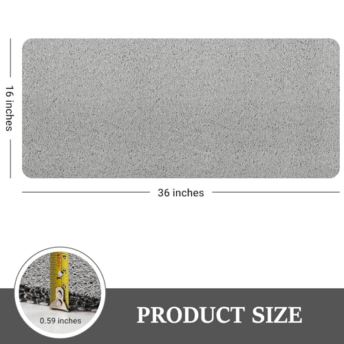 LuxStep Shower Mat Bathtub Mat,Non-Slip Bath Mat with Drain, Quick Drying - color: Stylish Grey, size: 36" x 16"
