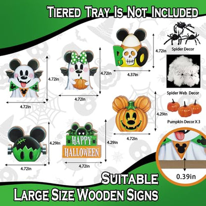 Halloween Tiered Tray Decor, Cute Green Ghost Tray Decorations - style: Halloween Ghost