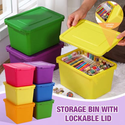 Potchen 6 Pack Small Stackable Storage Bins with Lids, Colorful - color: Colorful
