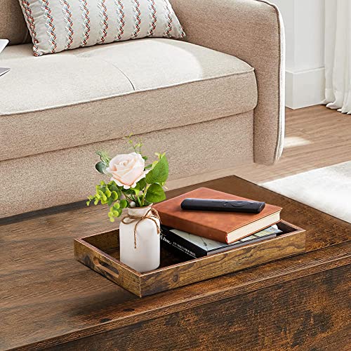 Hanobe Decorative Coffee Table Tray, Ottoman Serving Topper with Handles - size: 13.4" x 9.5" x 1.8"
