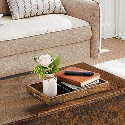 Hanobe Decorative Coffee Table Tray, Ottoman Serving Topper with Handles - size: 13.4" x 9.5" x 1.8"