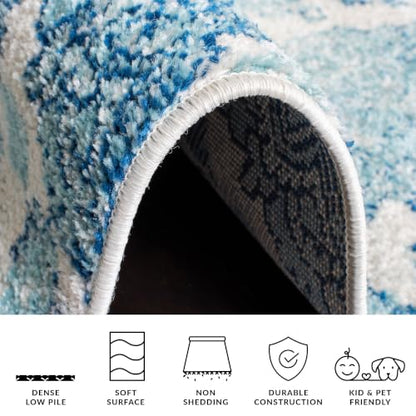 SAFAVIEH Madison Collection Runner Rug - 2'3" x 18', Cream & Turquoise, Boho Chic Glam Paisley Design, Non-Shedding & Easy Care, Ideal for High Traffic Areas in Living Room, Bedroom (MAD600E) - color: Cream/Turquoise, size: 2'3" x 18' (Runner)