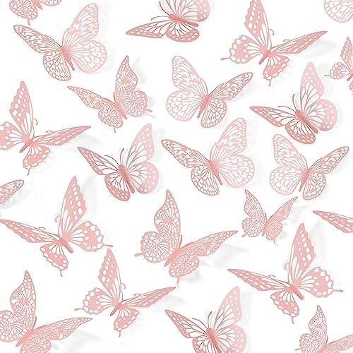 SAOROPEB 3D Butterfly Wall Decor 48 Pcs Pink Butterfly Decorations - color: 48 Pcs, Pink