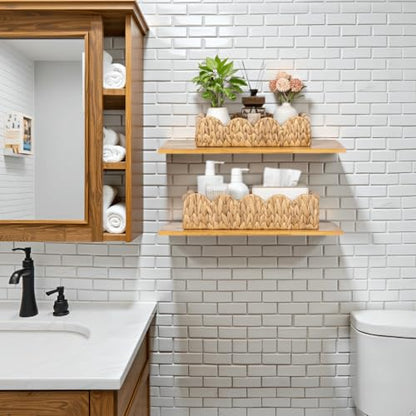 Kriitools Scalloped Toilet Paper Storage Basket, Farmhouse Home Decor - size: Medium