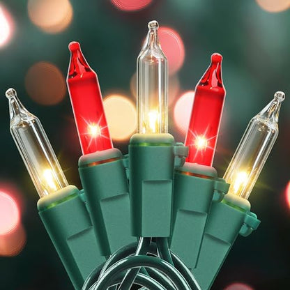 Red and Warm White Christmas Lights,13FT 50 Count Mini Lights - color: Red Clear (Green Wire), size: 50 count