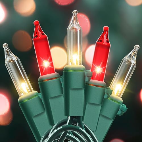 Red and Warm White Christmas Lights,13FT 50 Count Mini Lights - color: Red Clear (Green Wire), size: 50 count