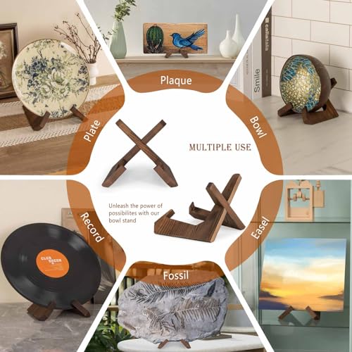 ANBOXIT Bowl Stands for Display, 6.5 Inch Plate Holder, Wooden Easel
