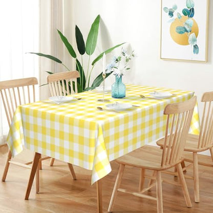 Mulbozy 2 Pcs Yellow Gingham Tablecloth, Yellow Checkered Table Cloth - color: Checkered-yellow, size: 54" X 108" Rectangle