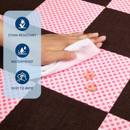 GarveeHome Checkered Brown Pink 2x6 Washable Low-Pile Kitchen Runner Rug - color: Brown Pink, size: 2' x 6' (Rectangular)