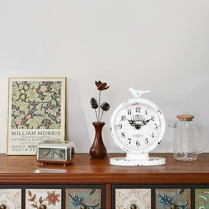 Classic Vintage Desk Clock, Creamy White