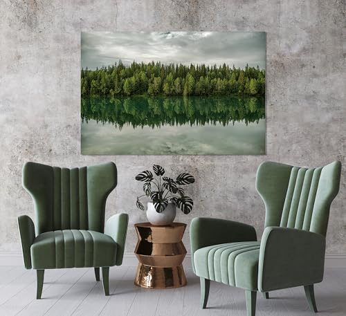 Nature Wall Art Prints - Ocean Forest Mountain Lake Canvas Landscapes - Small to Extra Large Living Room Bedroom Kitchen Bathroom Décor (Forest Reflection, 28"L x 41"W) - color: Forest Reflection, size: 28"L x 41"W