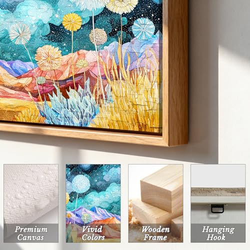 crmotu Colorful Large Wall Art, Whimsical Landscape Canvas Prints 20"x40" - color: Teal Gold, size: 40"L x 20"W