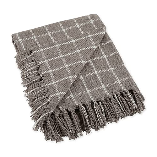 DII Transitional Checked Plaid Woven Throw, 50x60, Gray - color: Gray, size: 50x60"