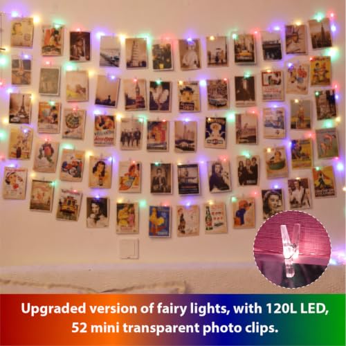 HXWEIYE 120LEDs Photo Clips String Light, 40Ft USB, Remote, 8 Modes & Timer - color: Multicolor, size: 40 Feet, 120 LEDs, USB Powered, 8 Modes