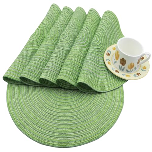 MIAOMIAO Round Placemats Set of 6 Braided Dining Table Kitchen Decor Mets - color: Coffee