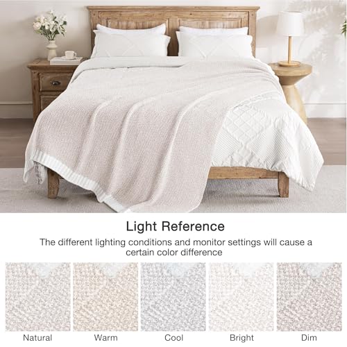 Exclusivo Mezcla Reversible Knit Throw Blanket for Couch, Heather Camel - color: Heather Camel, size: Throw (50"x60")