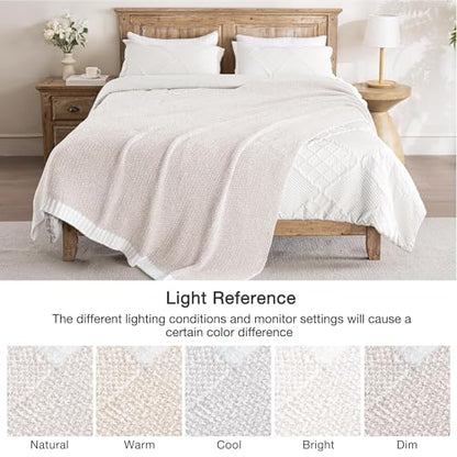Exclusivo Mezcla Reversible Knit Throw Blanket for Couch, Heather Camel - color: Heather Camel, size: Throw (50"x60")