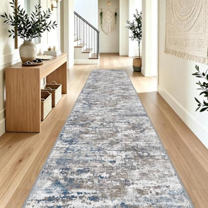 Long Hallway Runner Rug 3x12 ft Textured Non Slip for Dogs, Multi - color: Abstract-multi, size: 3' x 12' (Runner)