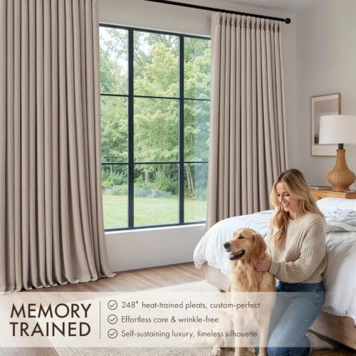 MIULEE Pinch Pleated Blackout Linen Curtains Burlywood Birch 2 Panels 40x96 - color: Burlywood Birch, size: 40"W x 96"L (Pack of 2)
