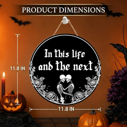 Gothic Home Decoration, Funny Couple Wooden Hanging Sign - color: Black-next