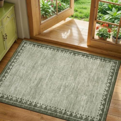 GarveeHome 2x3 Washable Kitchen Rug Low Pile Foldable Neutral Soft Doormat - color: Green, size: 2'x3' (Rectangular)