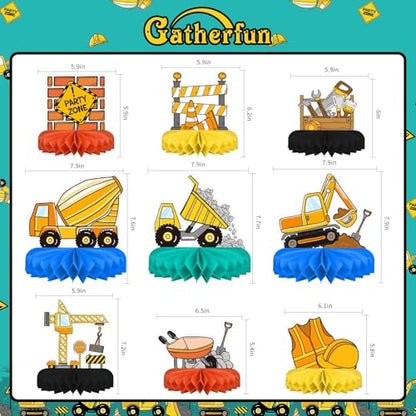 Construction Birthday Party Supplies - Construction Themed Honeycomb Centerpiece ，Table Decorations Construction Themed Birthday Party Decorations - style: construction