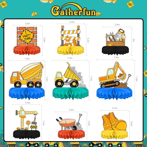 Construction Birthday Party Supplies - Construction Themed Honeycomb Centerpiece ，Table Decorations Construction Themed Birthday Party Decorations - style: construction